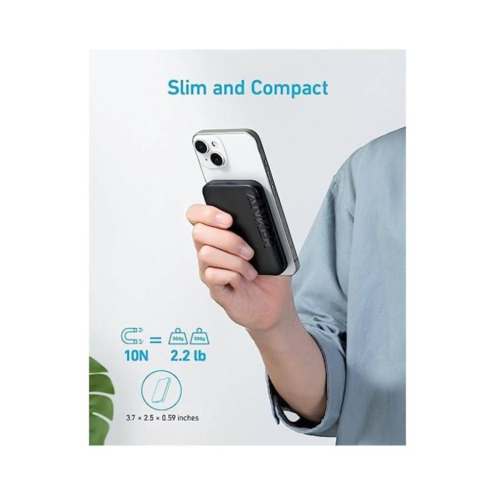 Anker MagGo magnetic power bank attached to iPhone