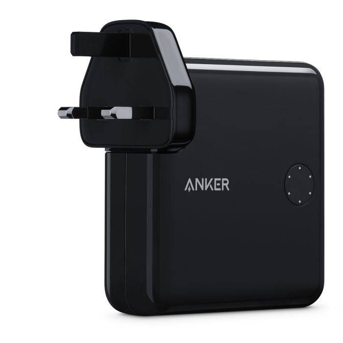Anker PowerCore Fusion plugged into wall outlet charging