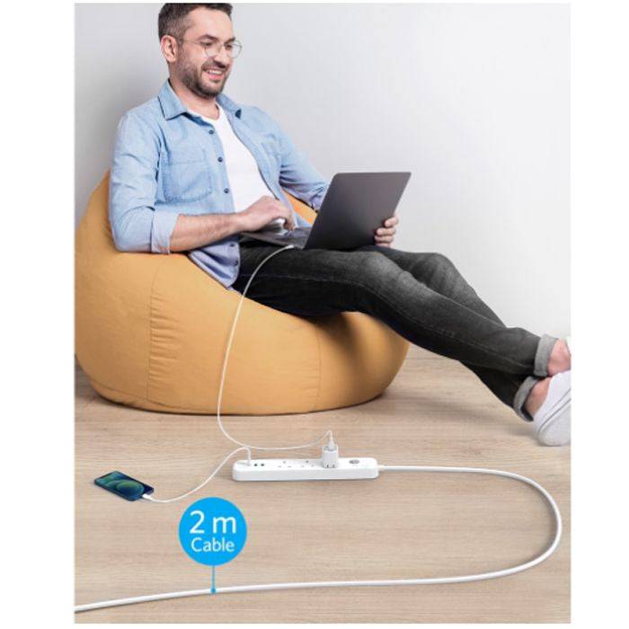 Anker PowerExtend USB-C power strip in use on desk