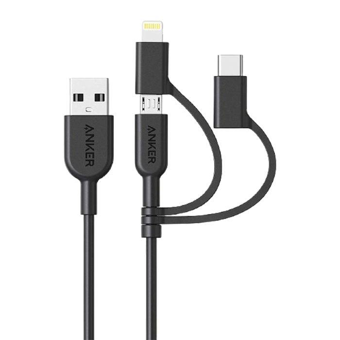 Anker PowerLine II 3-in-1 cable 0.9m black Micro USB USB-C Lightning Kuwait