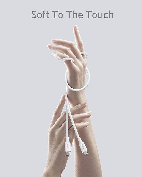 Anker PowerLine III Flow silicone cable coiled white