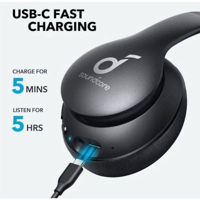 Anker Soundcore Q10i headphones USB-C charging port and controls