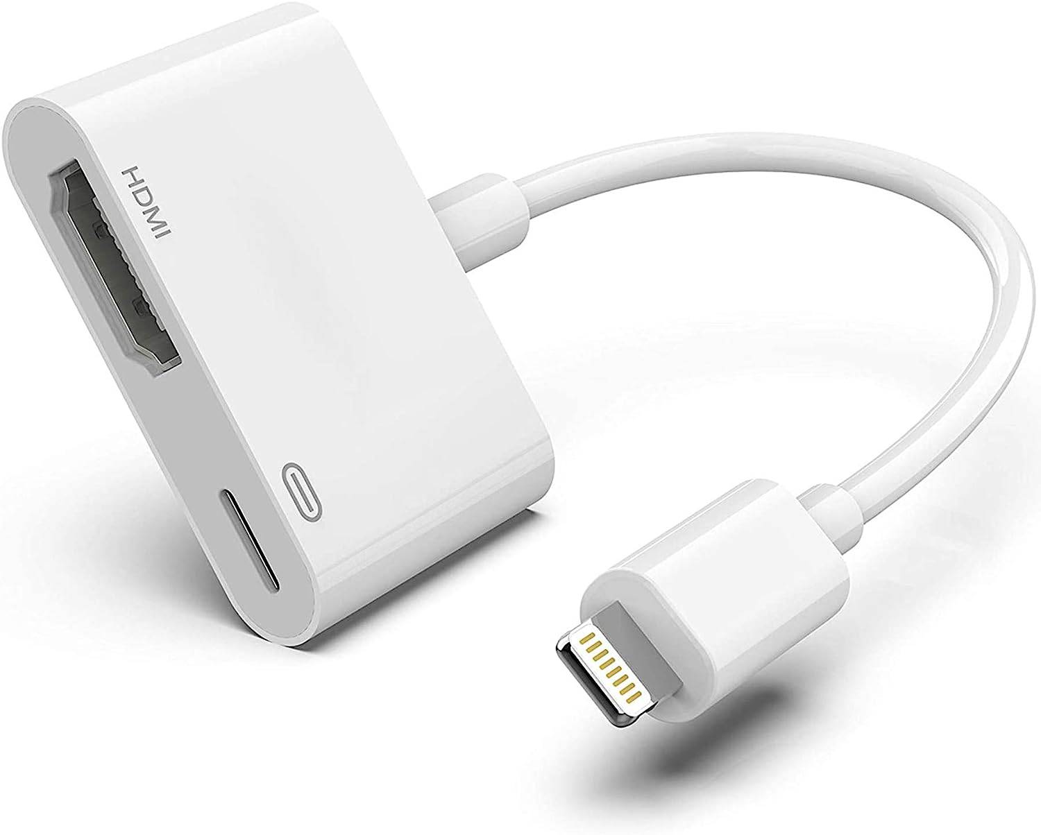 Apple MD826 Lightning to HDMI adapter connected
