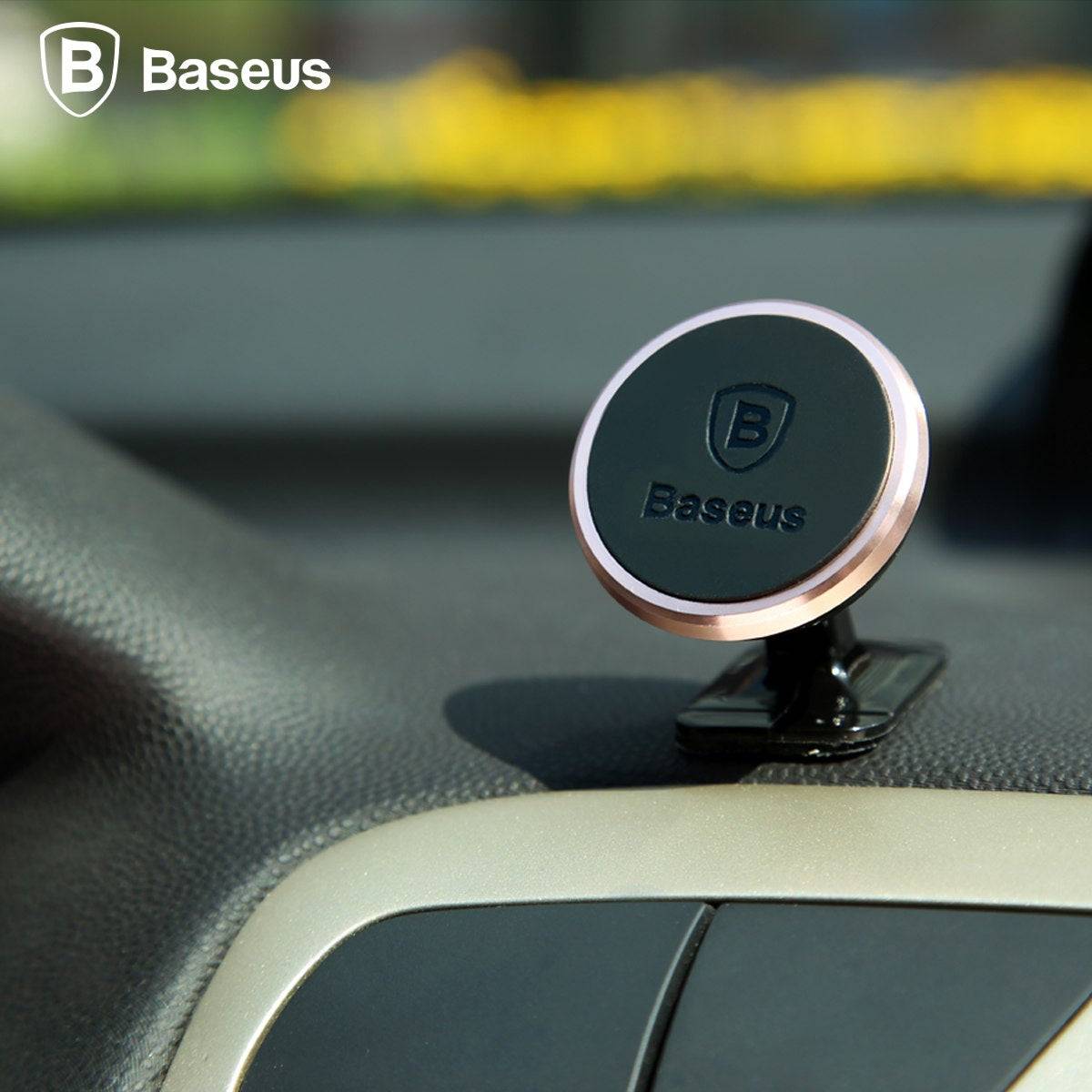 Baseus magnetic car mount holding smartphone on dashboard Kuwait
