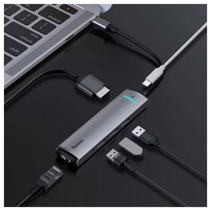 Baseus 6-in-1 hub ports USB-C HDMI USB-A detail