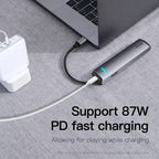 Baseus 6-in-1 USB-C hub side profile view