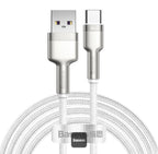 Baseus Cafule 66W USB-A to Lightning metal cable 6A 2M white front view Kuwait