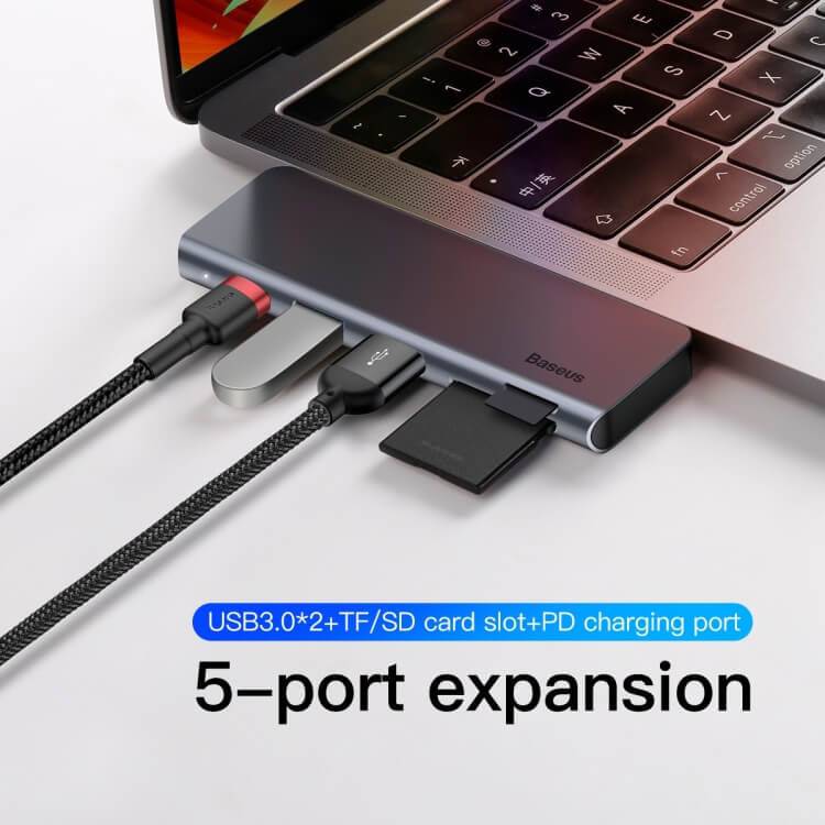 Baseus 5-in-1 USB-C hub compact size detail Kuwait