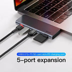 Baseus 5-in-1 USB-C hub compact size detail Kuwait