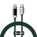 Baseus Display 100W fast charging USB-C cable 1m green LED display Kuwait