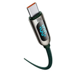 Baseus 100W green cable LED display showing real-time wattage