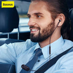Baseus Encok A06 earphones worn in ear showing ergonomic fit