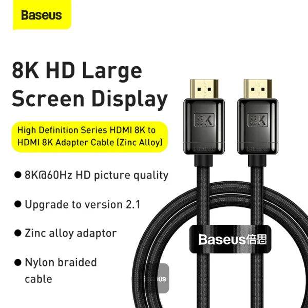 Baseus 8K HDMI cable connector gold plated ends close up
