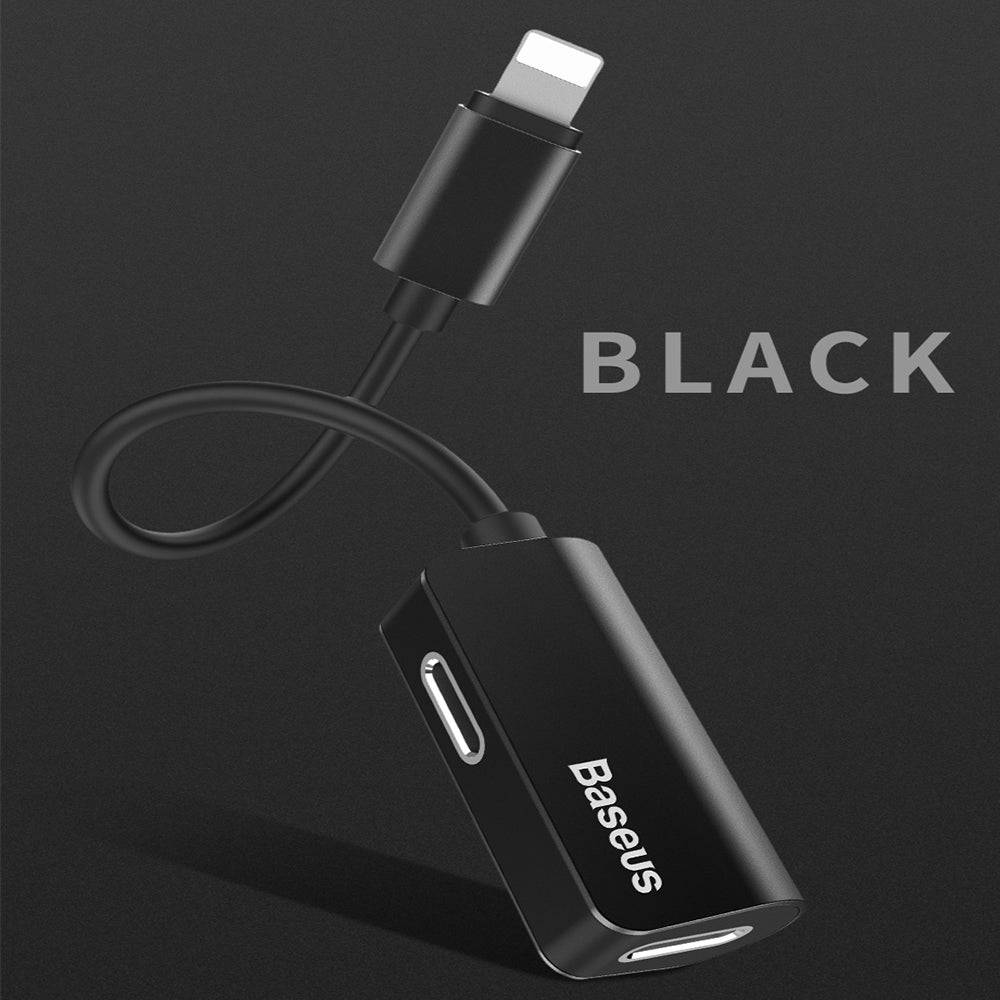 Baseus L37 adapter splitting Lightning port into headphone and charger