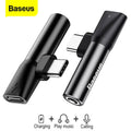 Baseus L41 USB-C to USB-C and 3.5mm audio converter front view