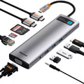 Baseus Metal Gleam Series 11-in-1 Type-C hub docking station space gray front view Kuwait