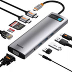 Baseus Metal Gleam Series 11-in-1 Type-C hub docking station space gray front view Kuwait