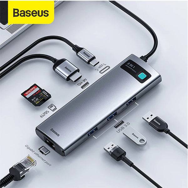 Baseus Metal Gleam 8-in-1 hub aluminum body detail