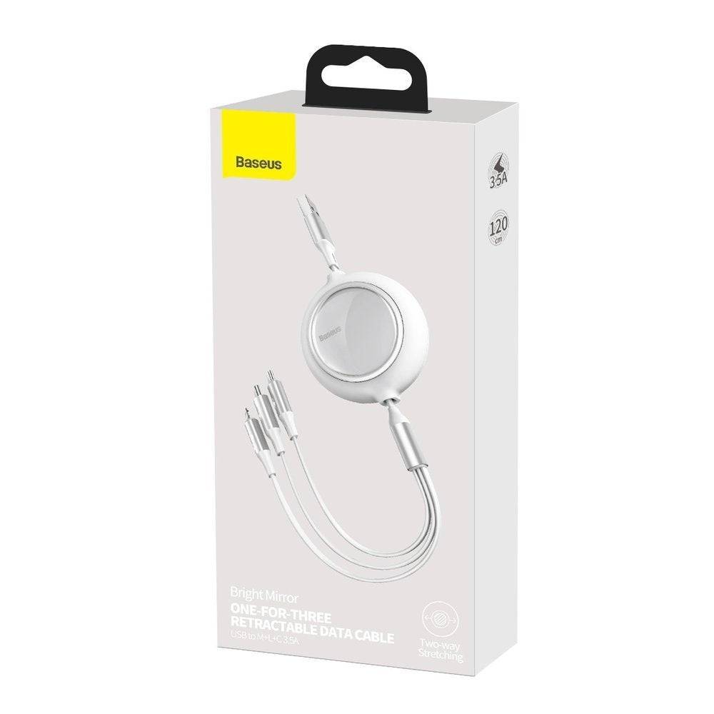 Baseus retractable cable charging three devices simultaneously