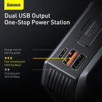 Baseus 2000A peak jump starter USB charging ports detail
