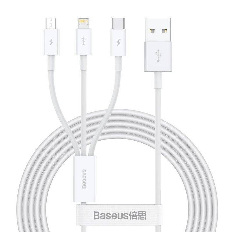 Baseus Superior Series 3-in-1 cable Micro USB USB-C Lightning front view Kuwait