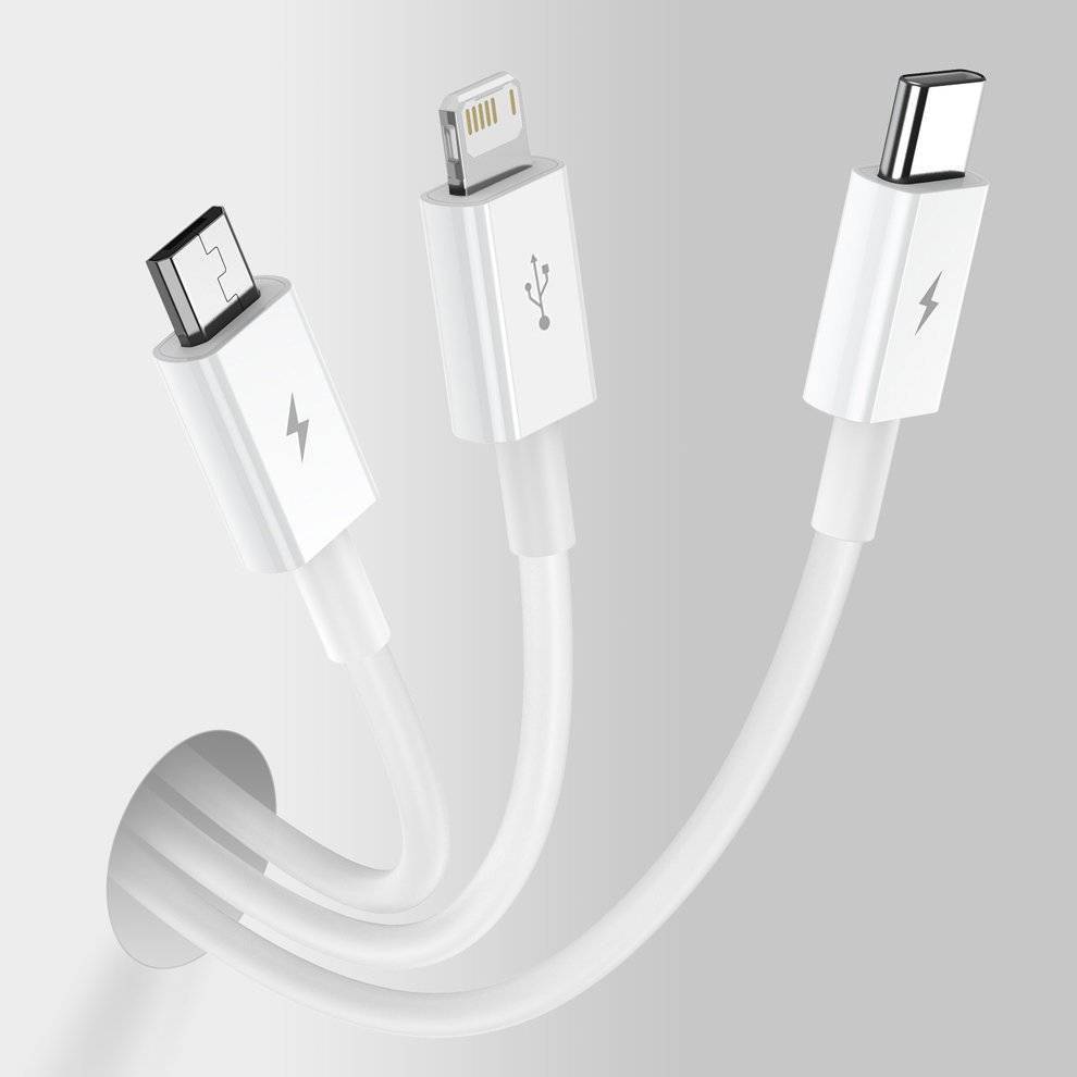 Baseus Superior 3-in-1 cable three connector ends close up