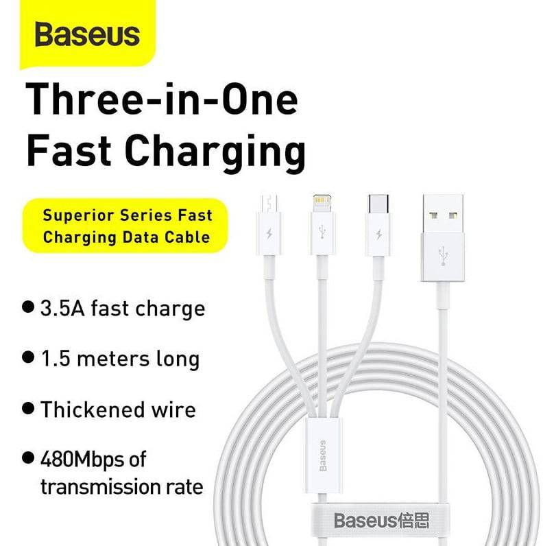 Baseus Superior 3-in-1 cable charging multiple devices