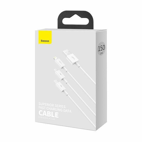 Baseus Superior Series 3-in-1 cable packaging and length