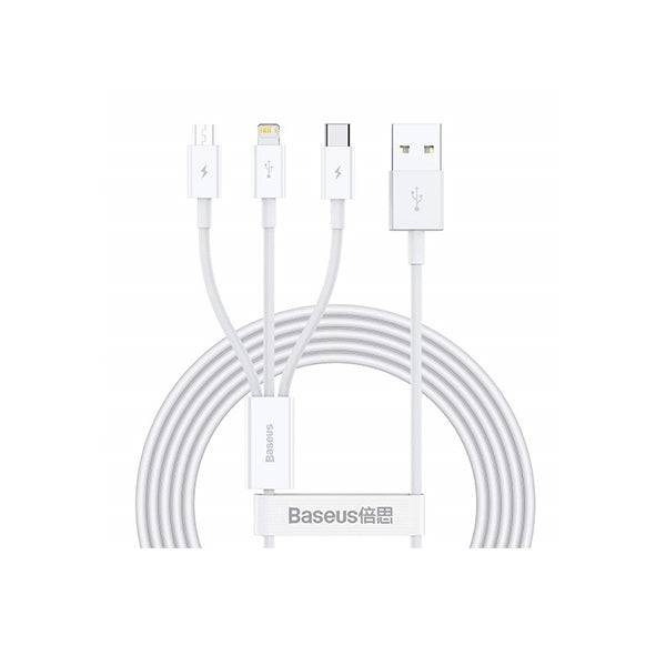 Baseus Superior Series 3-in-1 cable showing Micro USB USB-C and Lightning connectors