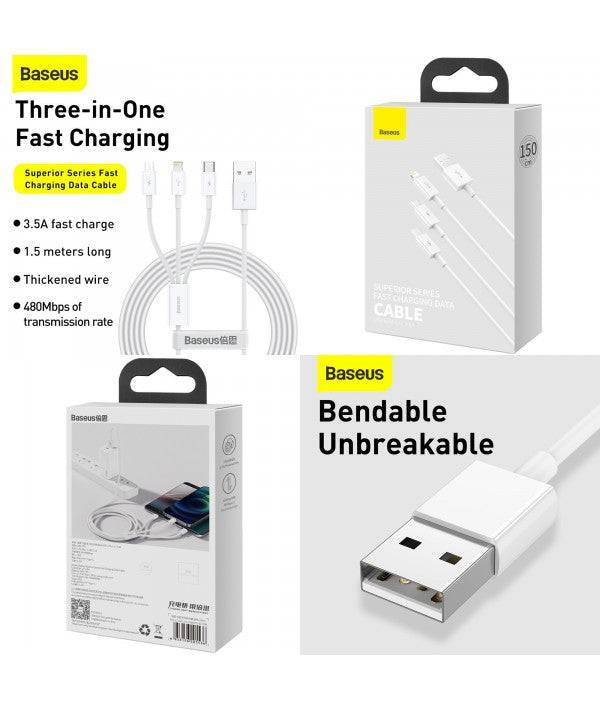 Baseus Superior 3-in-1 charging cable packaging Kuwait