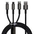 Baseus Tungsten Gold 3-in-1 cable USB to Micro Lightning USB-C 3.5A 1.5M front view