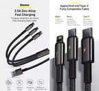Baseus Tungsten Gold 3-in-1 cable connector ends detail