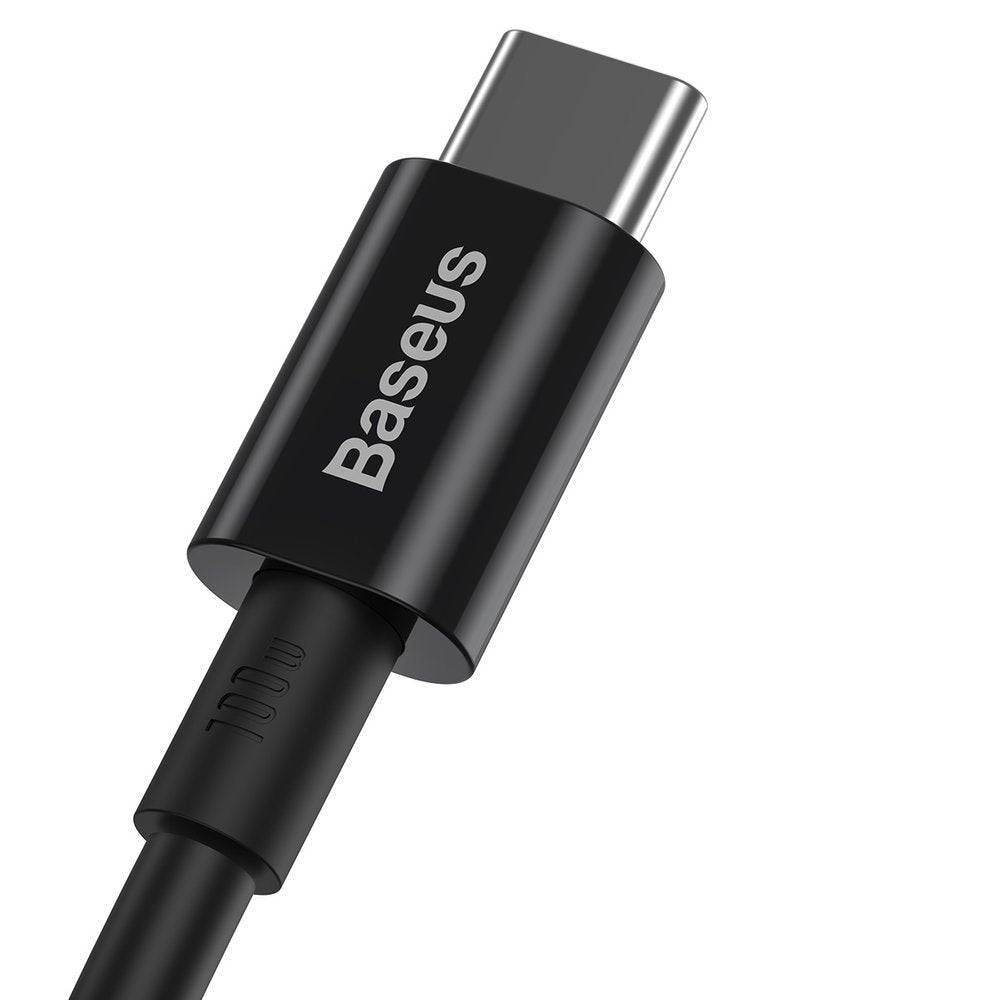 Baseus 100W USB-C black cable 1m nylon braided connector detail
