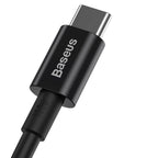 Baseus 100W USB-C black cable 1m nylon braided connector detail