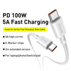 Baseus 100W USB-C cable 1m white showing 100W rating label