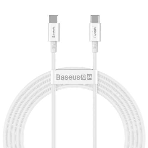 Baseus 100W USB-C to USB-C cable 2 meters white front view