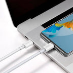 Baseus 100W white USB-C cable 2m nylon braided connector ends detail
