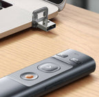 Baseus wireless presenter held in hand during office presentation