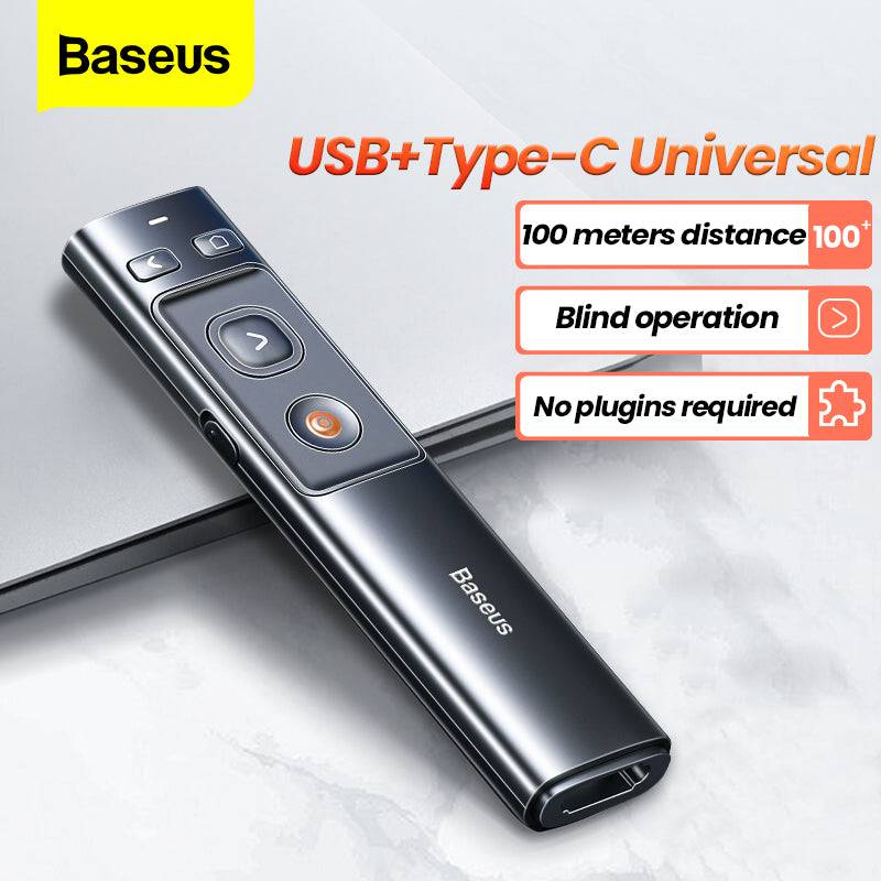 Baseus wireless presenter USB receiver and laser button detail