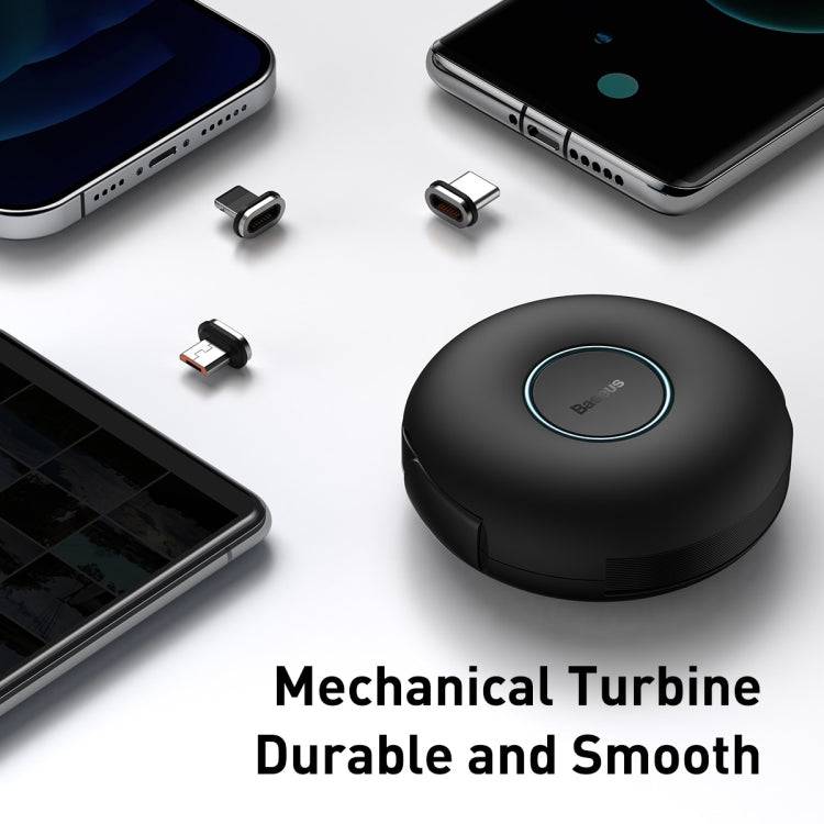 Baseus Zinc 3-in-1 magnetic cable showing retractable mechanism