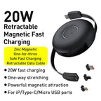 Baseus Zinc retractable 3-in-1 cable connected to multiple devices Kuwait