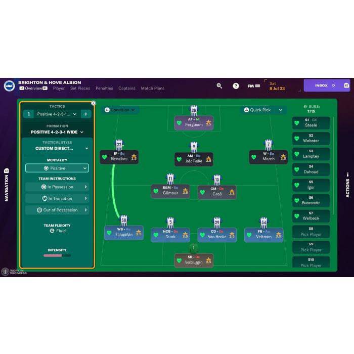 Football Manager 2024 PS5 matchday