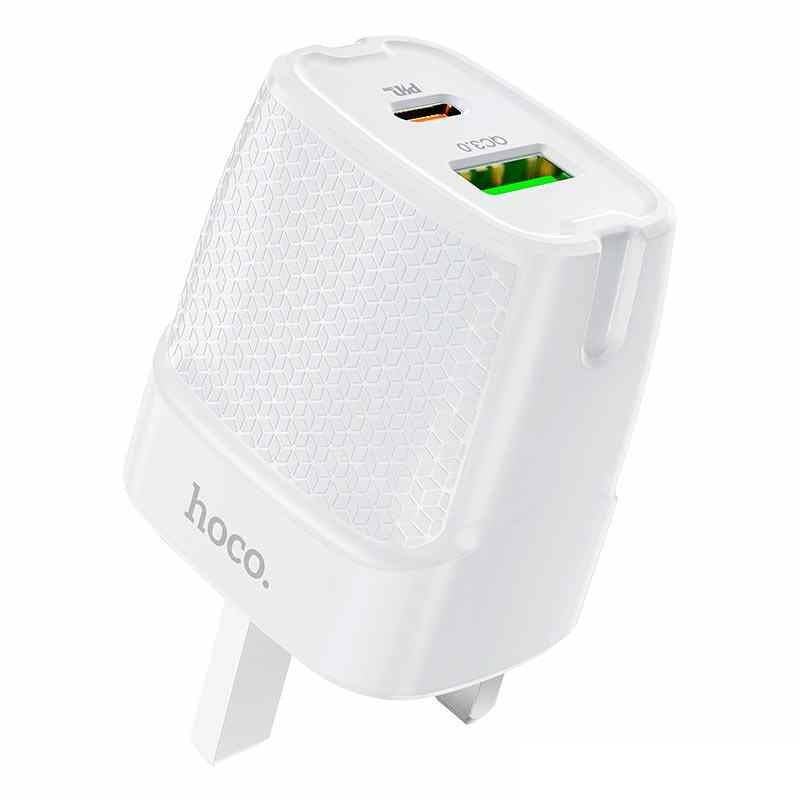 Hoco C85B wall charger PD20W QC3.0 UK plug front view Kuwait