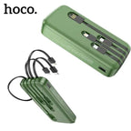 Hoco DB07A power bank built-in Lightning and USB-C cables detail