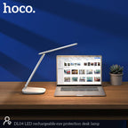 Hoco DL04 desk lamp lit on desk