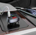 Hoco E51 FM transmitter LED display and USB ports detail
