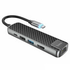 Hoco HB23 Type-C hub HDMI USB3.0 USB2.0 RJ45 PD front view Kuwait