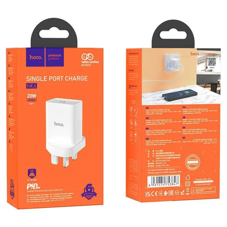 Hoco NK6 PD20W charger USB-C port detail