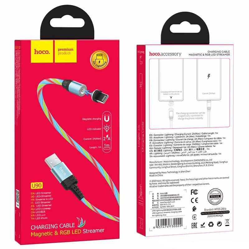 Hoco U90 magnetic Lightning cable coiled