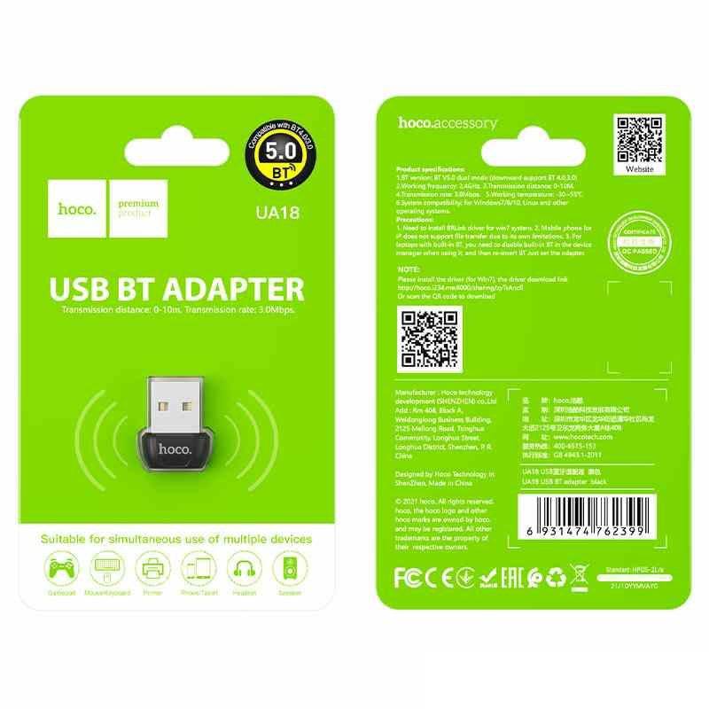 Hoco UA18 USB Bluetooth adapter packaging